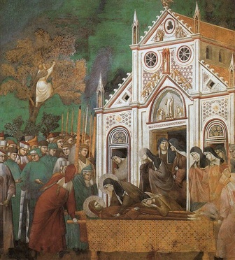 543px-Giotto_-_Legend_of_St_Francis_-_-23-_-_St_Francis_Mourned_by_St_Clare